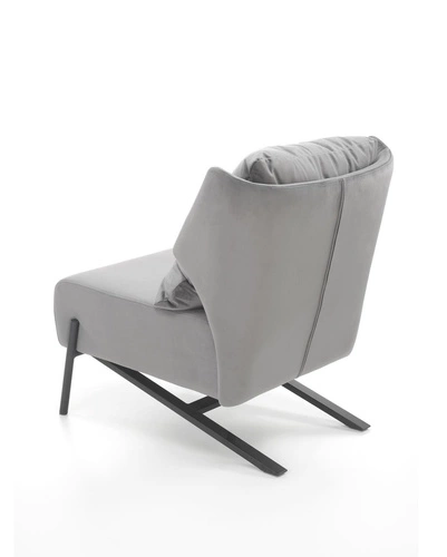 Odpočinkové křeslo Varis šedý samet skandinávský do obýváku Intesi elegantní a pohodlný