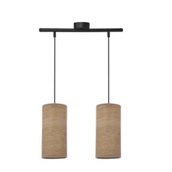 Závěsná lampa Ballo černá 2x60 E27 ořechové stínidlo