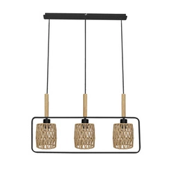 Závěsné svítidlo Crown černé béžové boho 3bodové nastavitelné nad jídelní stůl do obýváku