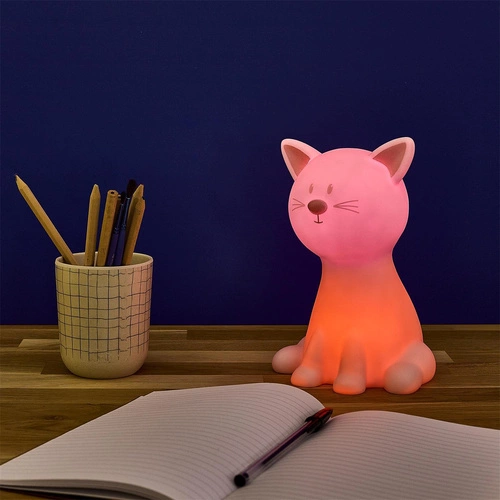 Dětská noční lampička Cat Night bílá moderní přenosná LED s nastavitelnou barvou Intesi