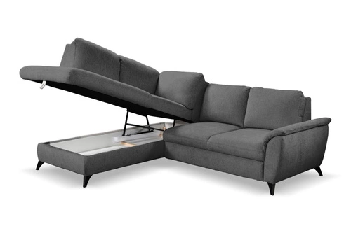 Moderní šedá levá rohová pohovka Nevada s rozkladem a úložným prostorem do obýváku