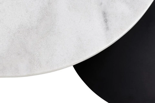 Kulatý konferenční stolek Lahti bílý mramor a černý kov moderní 3úrovňový do obýváku