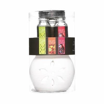 Keramická aromalampa Atmosphera se 3 ovocnými vonnými oleji do bytu