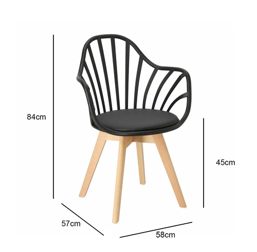 Jídelní židle Sirena Intesi černá s područkami, skandinávský styl, snadné čištění