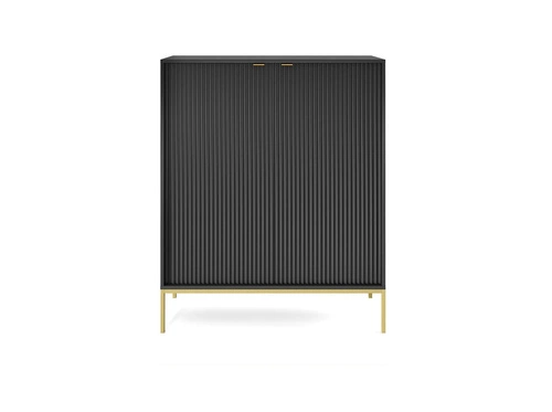 Vysoká černá komoda s drážkováním na zlatých nohách moderní do obýváku Intesi
