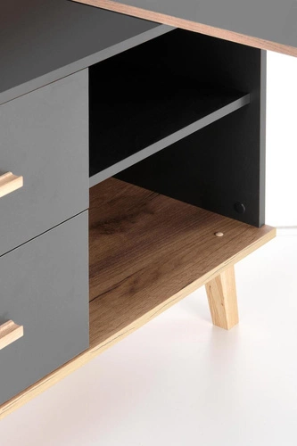 Rohový psací stůl s nastavitelnou šířkou Exena II dub wotan antracit moderní pracovní Intesi