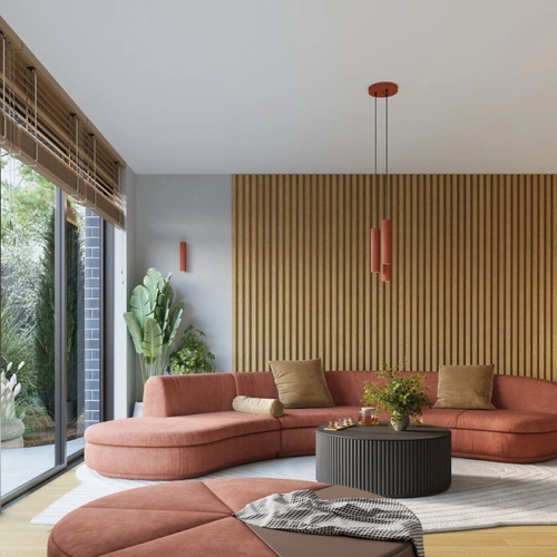 Moderní závěsné svítidlo Karbon 3P červené nastavitelné do obývacího pokoje a jídelny