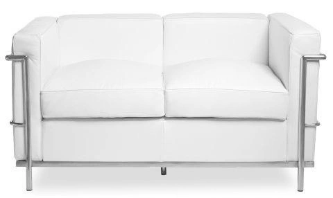 Kožená dvoumístná pohovka Kubik bílá moderní do obývacího pokoje inspirovaná D2.DESIGN