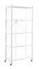 Kovový regál na kolečkách Kingsley bílý loftový do šatny, ložnice a předsíně 158 cm