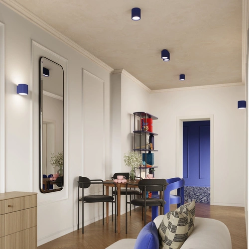 Moderní stropní svítidlo AURA 2 modré kulaté do obýváku a kuchyně GU10