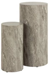 Sada 2 kulatých konferenčních stolků Dice šedý mramor moderní do obývacího pokoje 2v1 Actona