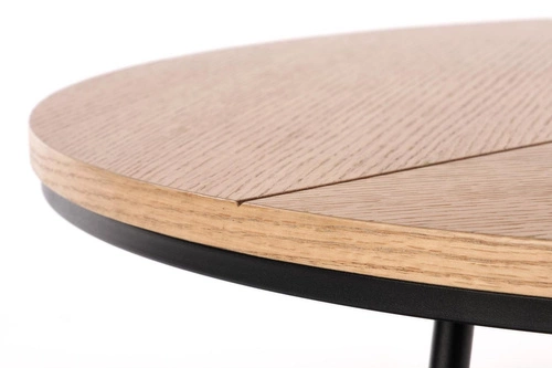 Konferenční stolek Annaba kulatý 80 cm moderní loft dubový s kovovou podstavou do obývacího pokoje