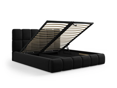 Čalouněná postel Bellis 160x200 černý samet s úložným prostorem do ložnice glamour