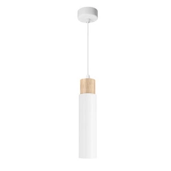 Závěsná lampa Claro bílá 1x15W GU10 bílá+dřevěný difuzor