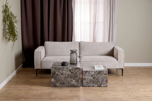 Sada 2 konferenčních stolků Dice hnědý mramor loftový čtvercový do obýváku Actona