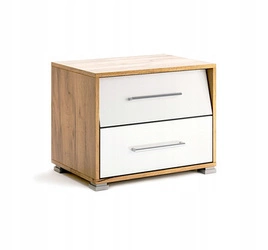 Noční stolek Intesi Madera 54,4 cm dub/bílá se 2 zásuvkami a LED osvětlením v moderním stylu