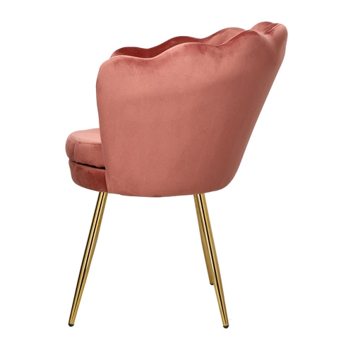Sametová jídelní židle ve tvaru mušle Florencja Intesi růžová se zlatými nohami do obýváku a ke kosmetickému stolku