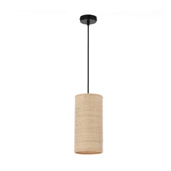 Závěsná lampa Fleri černá 1x60 E27 stínidlo 12x25 béžový ratan