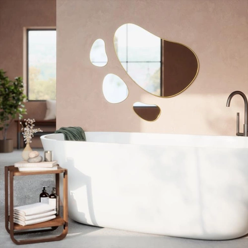 Sada 3 zlatých nástěnných zrcadel Hubba Pebble moderní do předsíně a obýváku Umbra