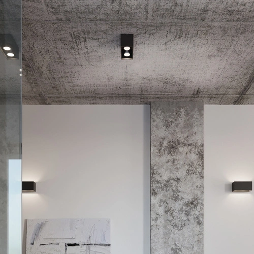 Černý čtvercový stropní svítidlo QUAD MAXI Sollux moderní do obýváku, kuchyně nebo ložnice