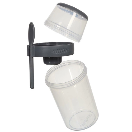 Šedý lunchbox Intesi s 3 přihrádkami 1,04 l moderní do školy i práce vhodný do myčky