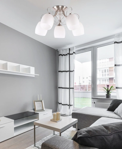 Stropní lustr Amba 5-ramenný klasický bílý do obýváku a jídelny CANDELLUX