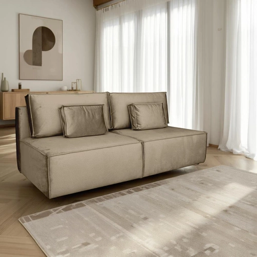 Rozkládací pohovka Toro béžová do obýváku s úložným prostorem na lůžkoviny