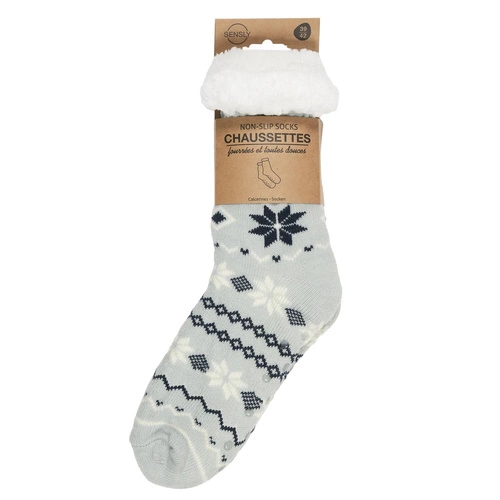 Vánoční ponožky Intesi modré se sněhovou vločkou, teplé a měkké jako dárek