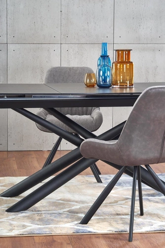 Rozkládací jídelní stůl Paello moderní skleněný tmavě šedý 180-240x95 cm Intesi