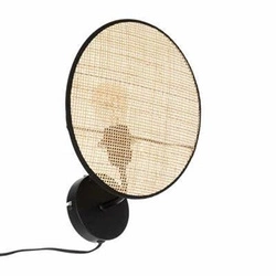 Nástěnná lampa Olme boho černá ratanová s vypínačem do ložnice a obýváku Atmosphera