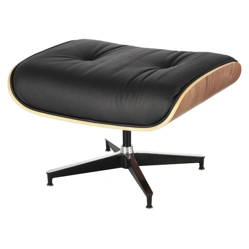 Odpočinkové křeslo do obýváku Vip Lounge Chair kožené černé s podnožkou moderní