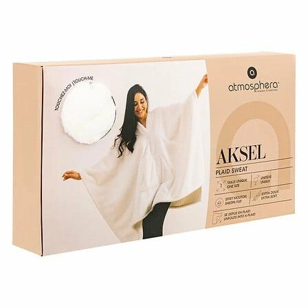 Teplá bílá fleecová deka s rukávy na pohovku Atmosphera Aksel