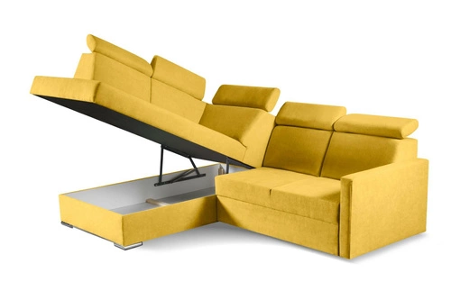 Rohová rozkládací pohovka Mils XL levá moderní hořčicová do obýváku Intesi