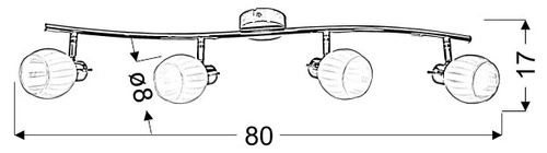 Moderní stropní svítidlo Bars chrom 4bodové nastavitelné do obýváku a jídelny