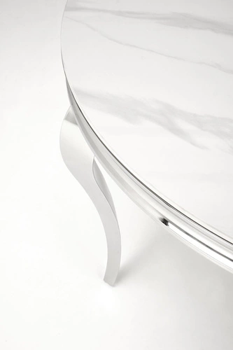 Kulatý skleněný stůl Munya 120 cm bílý glamour do jídelny a obýváku moderní