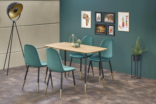 Jídelní stůl Riptos 120x70 cm moderní dub zlatý černé nohy Intesi