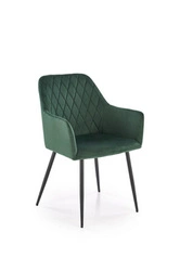 Čalouněná jídelní židle Basper Velvet lahvově zelená s područkami moderní
