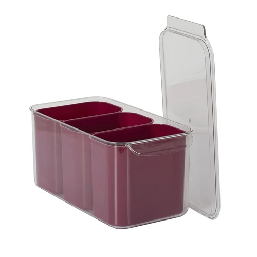 Trojitý kontejner do chladničky bordó