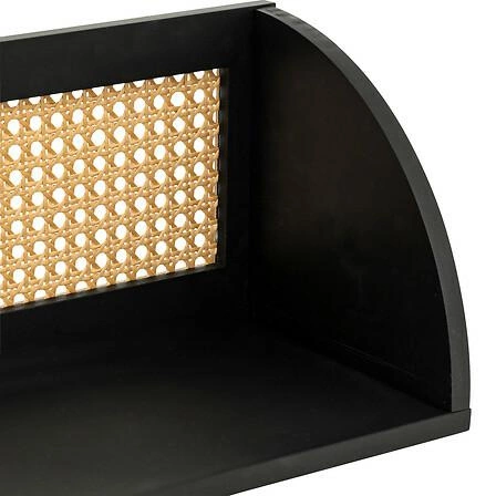 Černá nástěnná police Raquel 48x18 cm dřevěná na knihy a dekorace do obýváku Atmosphera