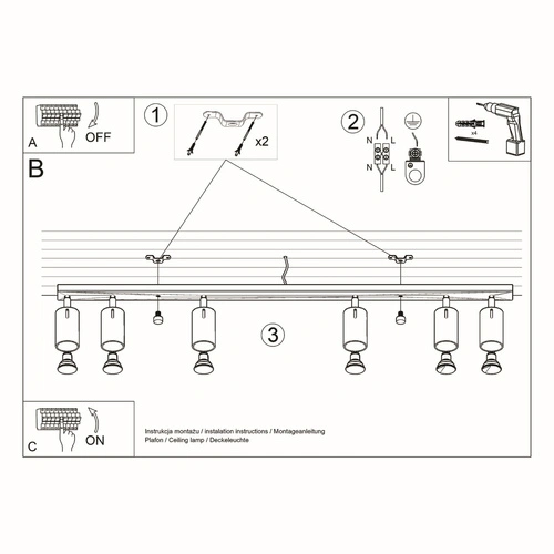 Stropní svítidlo RING 6L černé moderní loftové kovové do obýváku a kuchyně Sollux
