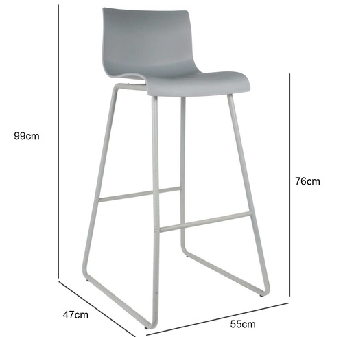 Barová židle Novaei šedá moderní s opěrkou do kuchyně a k ostrůvku kovová 76 cm Intesi