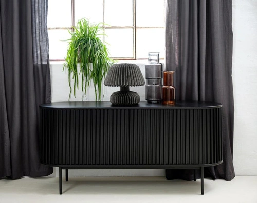 Komoda Siena černá rýhovaná 160 cm moderní komoda do obýváku