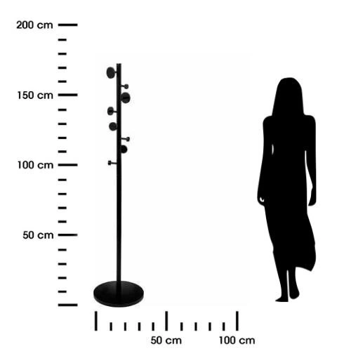 Moderní stojanový věšák do předsíně Cercle černý 8 háčků borovice 5five