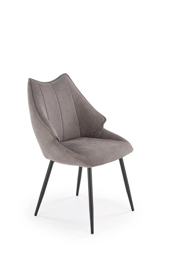 Čalouněná židle Rania šedá do jídelny a obýváku moderní skandinávský styl na černých nohách