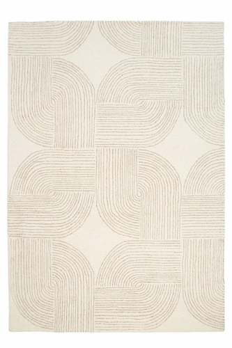 Moderní vlněný koberec Ornate béžový 200x300 do obýváku a ložnice ručně tkaný Carpet Decor