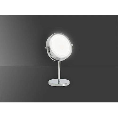 Stolní kulaté zvětšovací LED zrcátko na líčení v stříbrném rámu Juvira