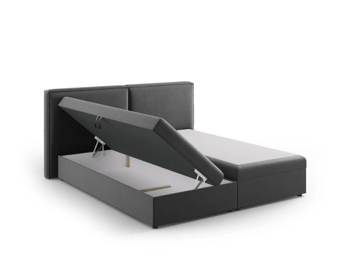 Čalouněná postel Jodie 140x200 šedý samet s úložným prostorem do ložnice glamour