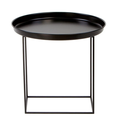 Kulatý kovový konferenční stolek černý moderní do obýváku NORDIFRA 50 cm