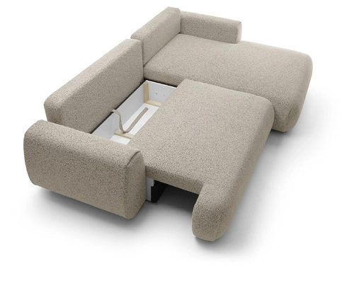 Rohová rozkládací pohovka pravá Ljung moderní béžová s úložným prostorem do obýváku Intesi