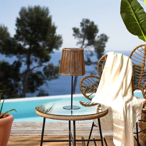 Solární LED noční lampa Merrill béžová klasická na terasu Intesi odolná proti dešti 40 cm